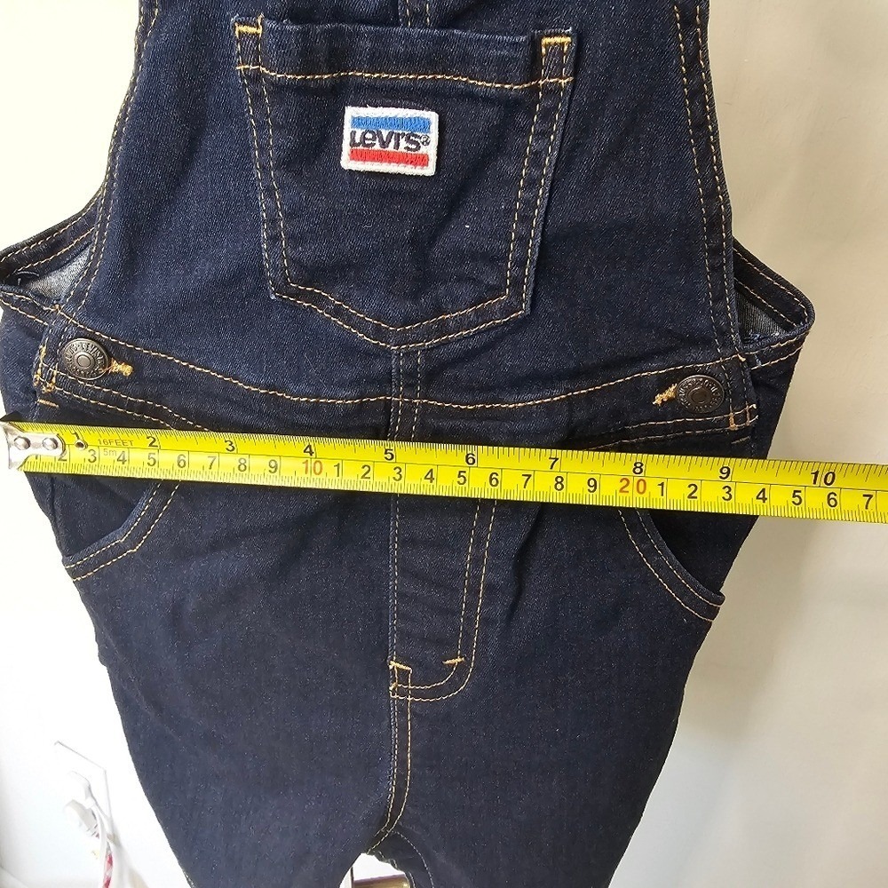 Levi's Baby Denim Shortalls 24M Logo Strap Overalls Dark Wash Cotton‎ 2T - Picture 8 of 15